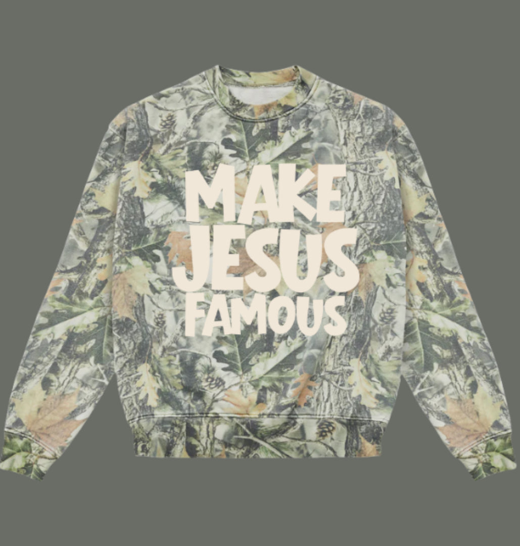 Vintage Camo Make Jesus Famous sweatshirt