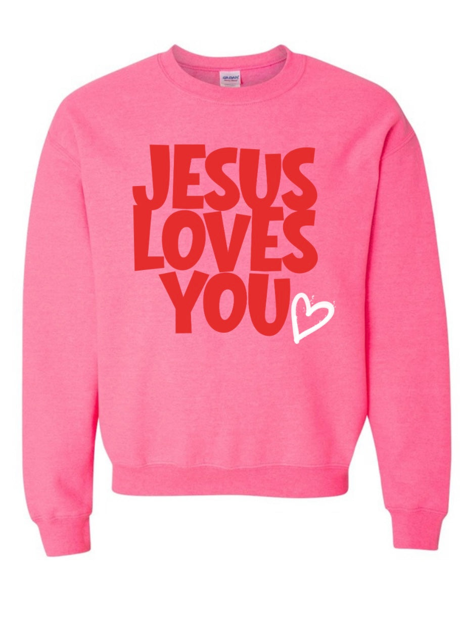 Jesus Loves You - adult crewneck sweatshirt