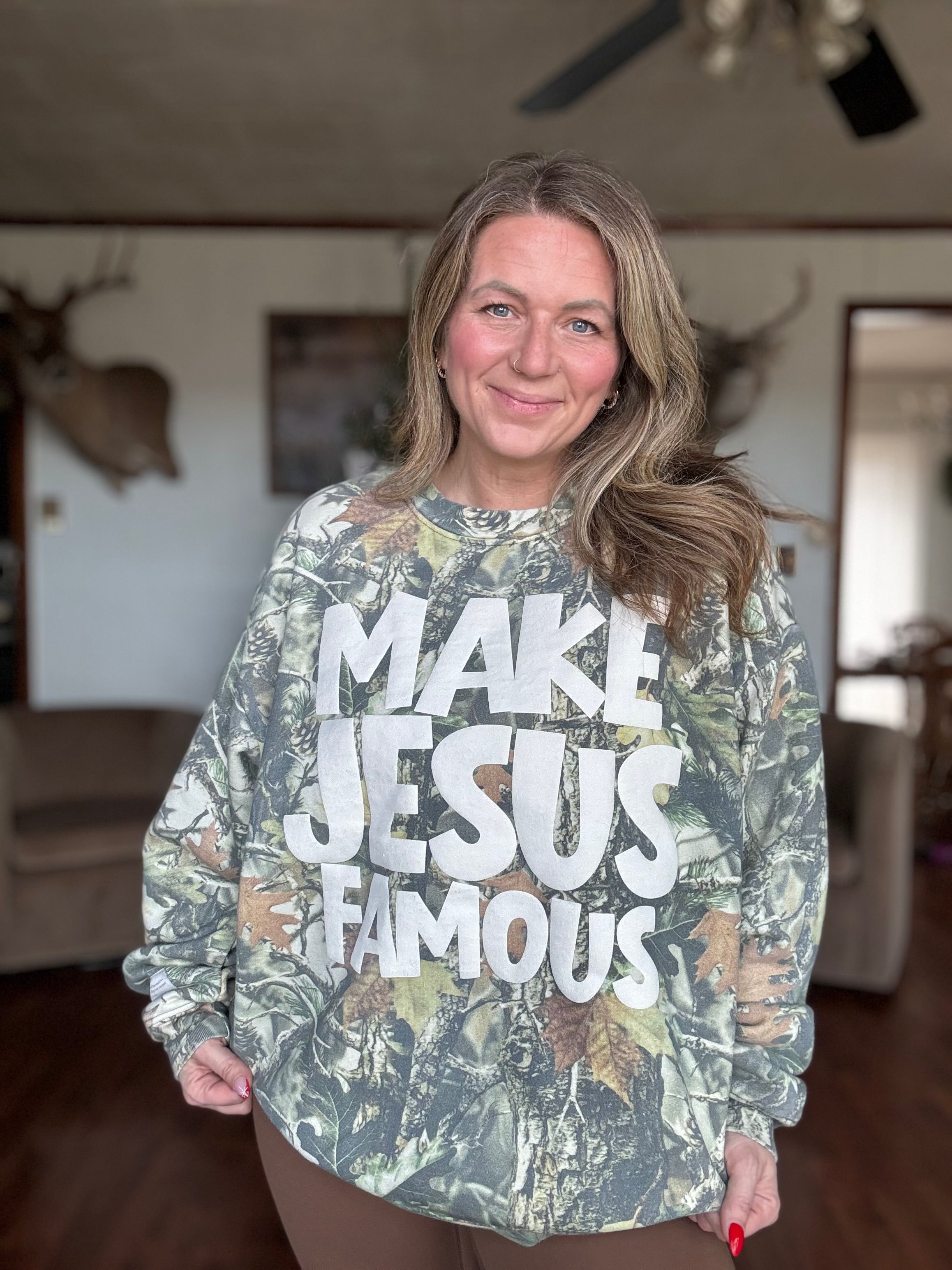 Vintage Camo Make Jesus Famous sweatshirt