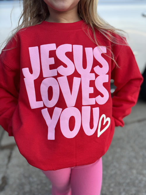 Jesus loves you - kids crewneck sweatshirt