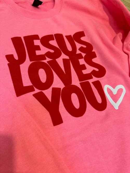 Jesus Loves You - adult crewneck sweatshirt