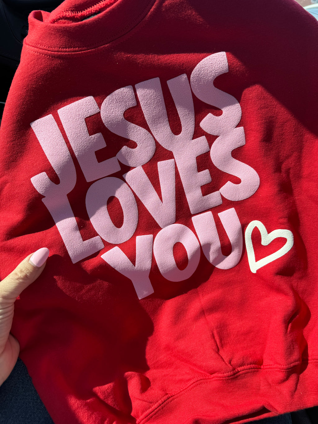 Jesus Loves You - adult crewneck sweatshirt