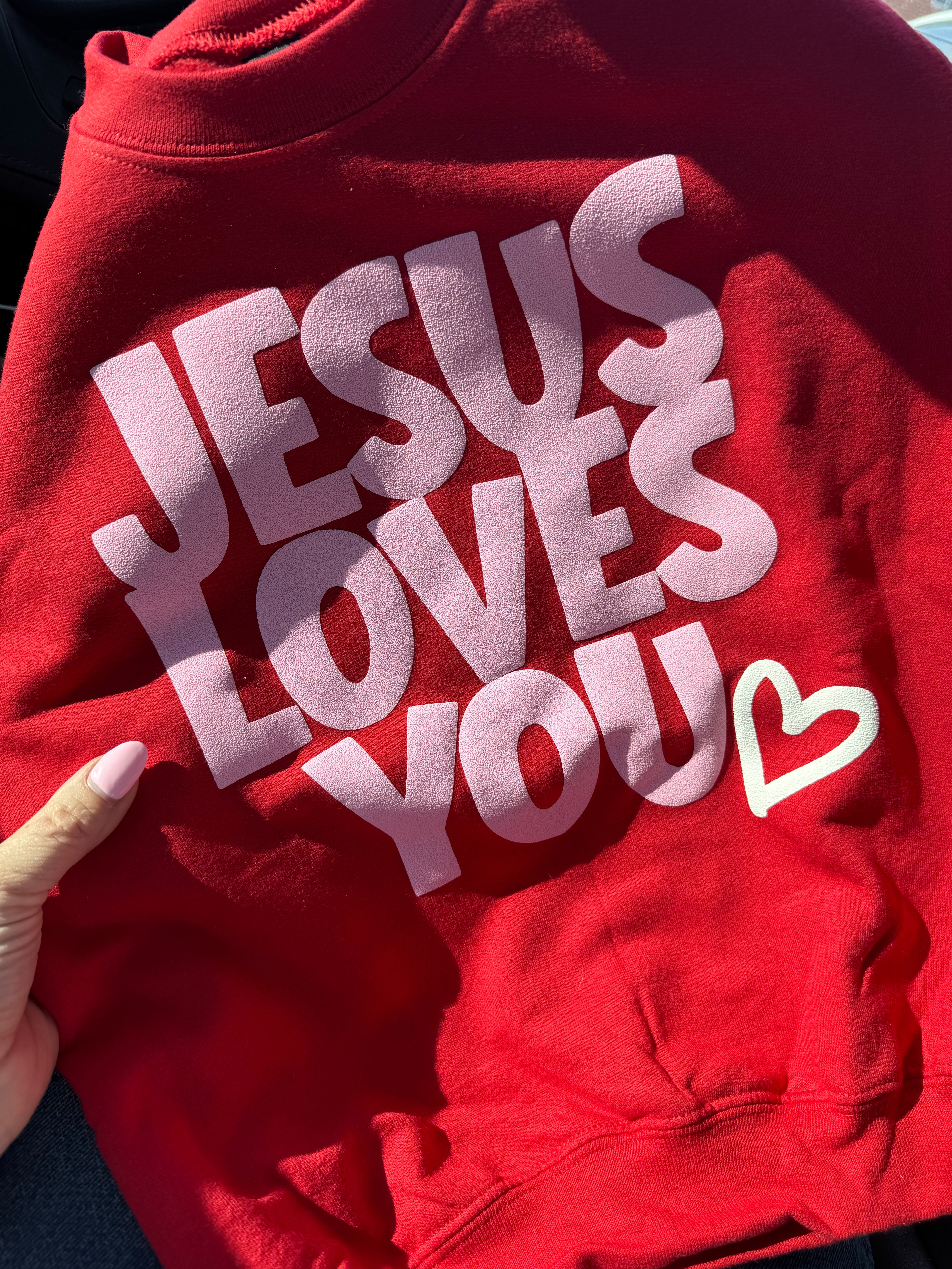Jesus Loves You - adult crewneck sweatshirt